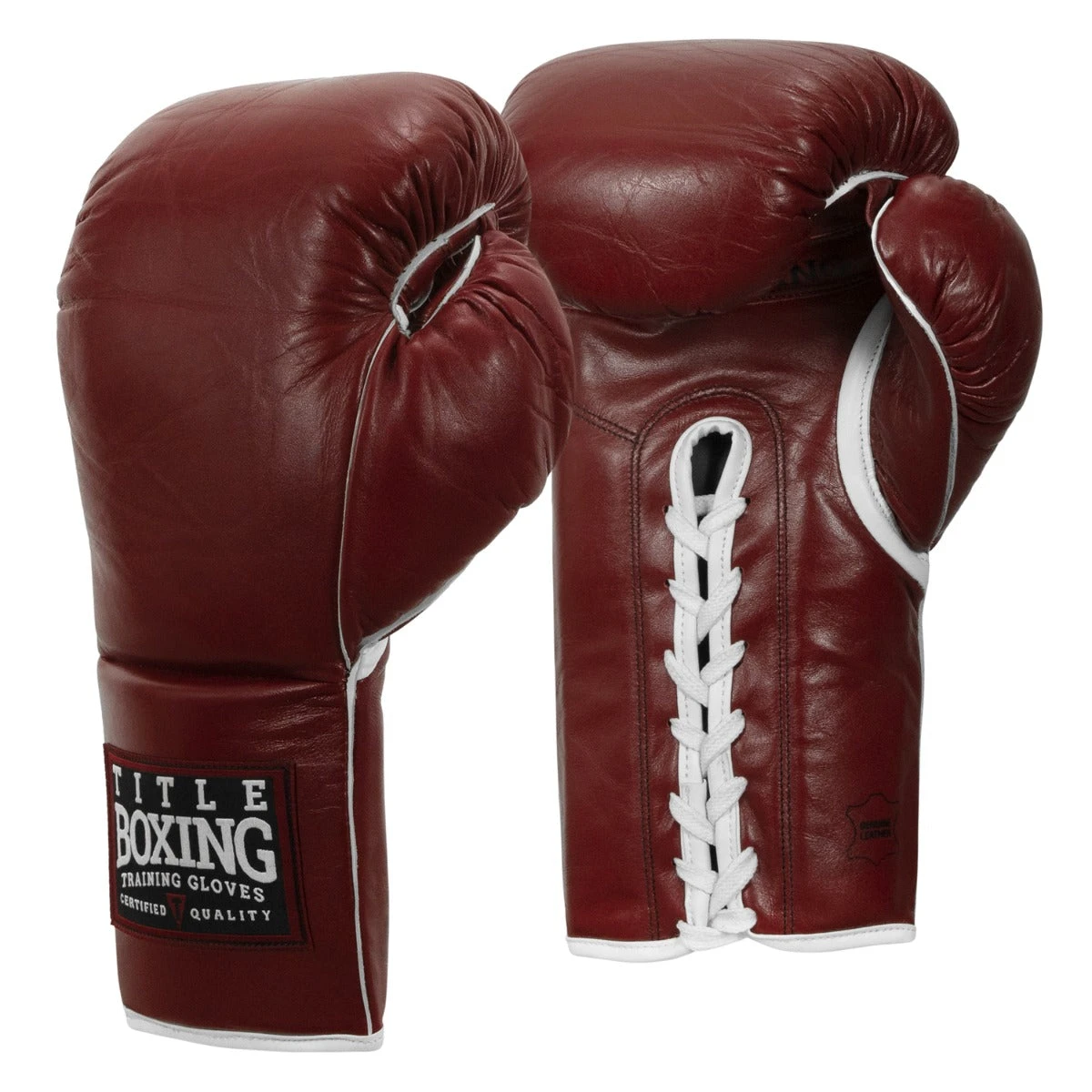 TITLE Boxing Old School Leather Lace-Up Sparring Boxing Gloves
