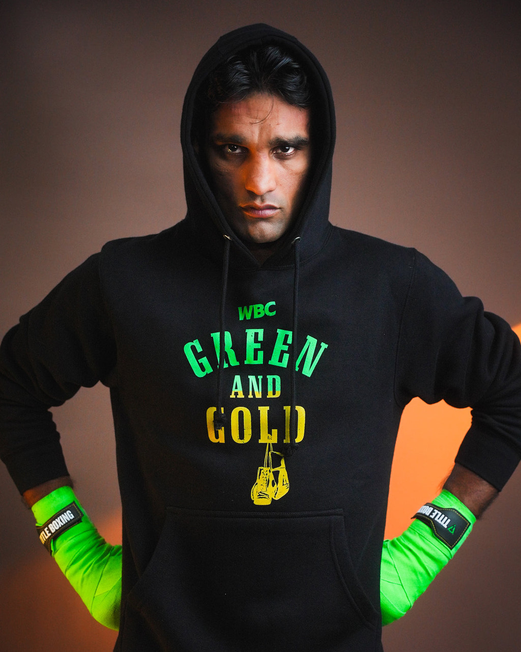 WBC By TITLE Boxing Green & Gold Hoodie