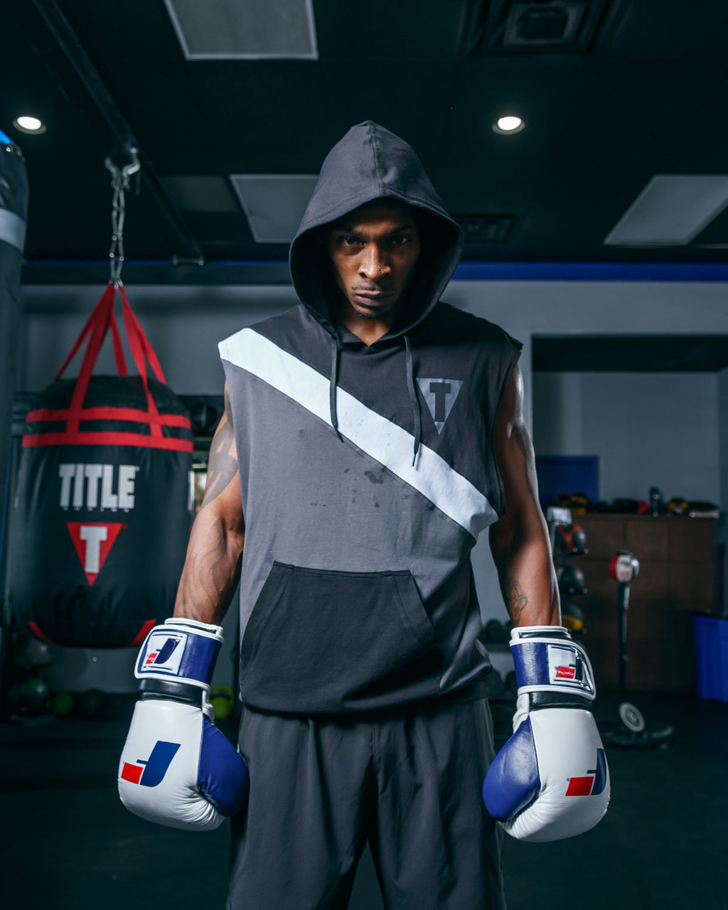 TITLE Boxing Split Combat Sleeveless Hoodie