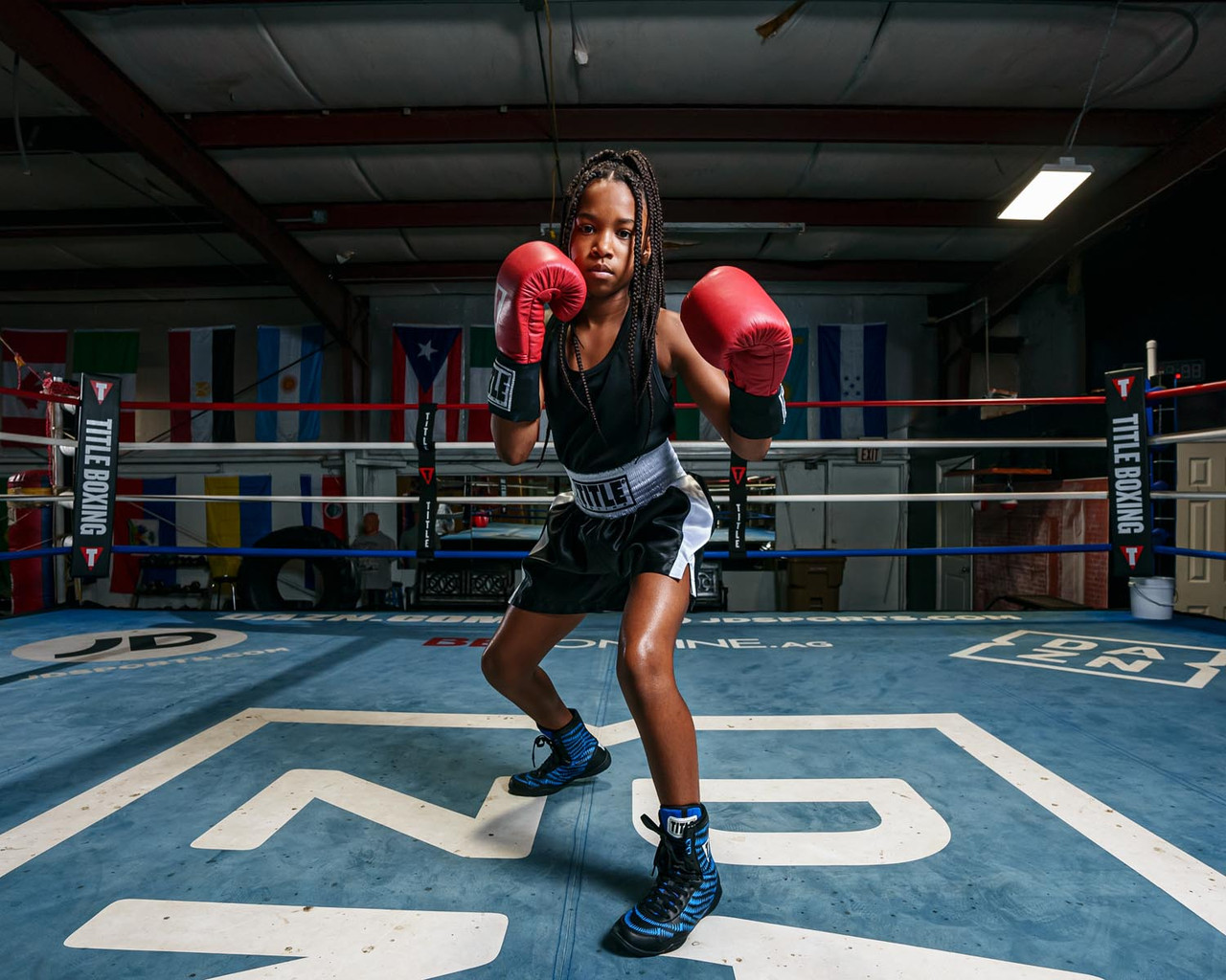 TITLE Boxing Professional Women’s Satin Striped Boxing Trunks