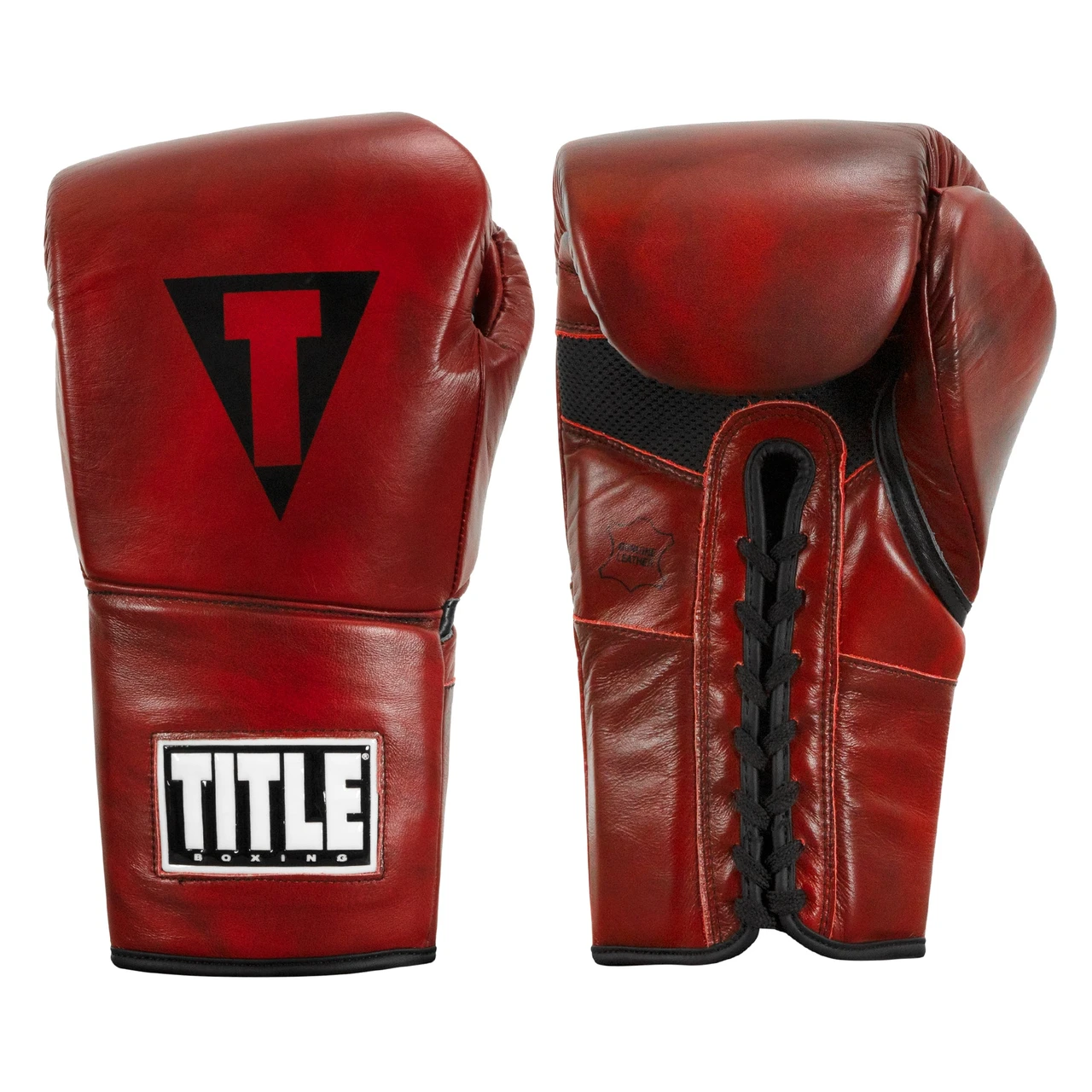 TITLE Boxing Blood Red Leather Sparring Boxing Gloves
