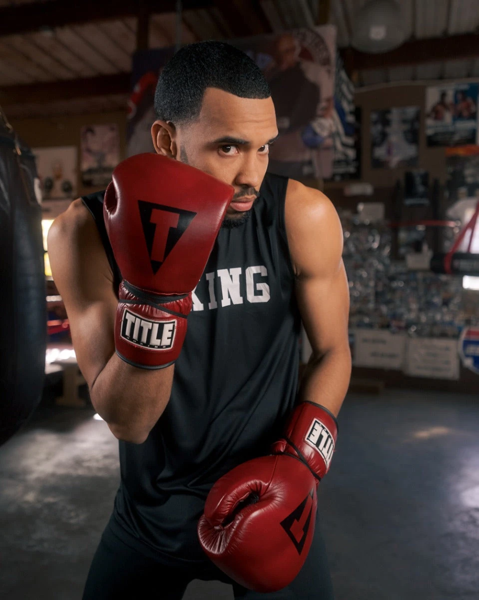 TITLE Boxing Blood Red Leather Sparring Boxing Gloves