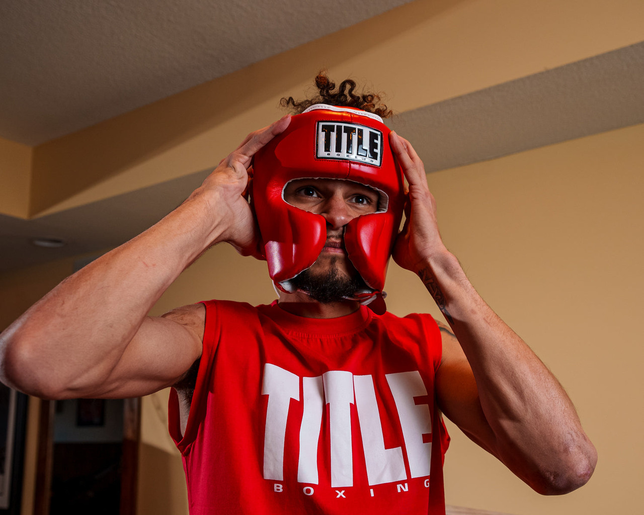 TITLE Boxing Leather Sparring Headgear