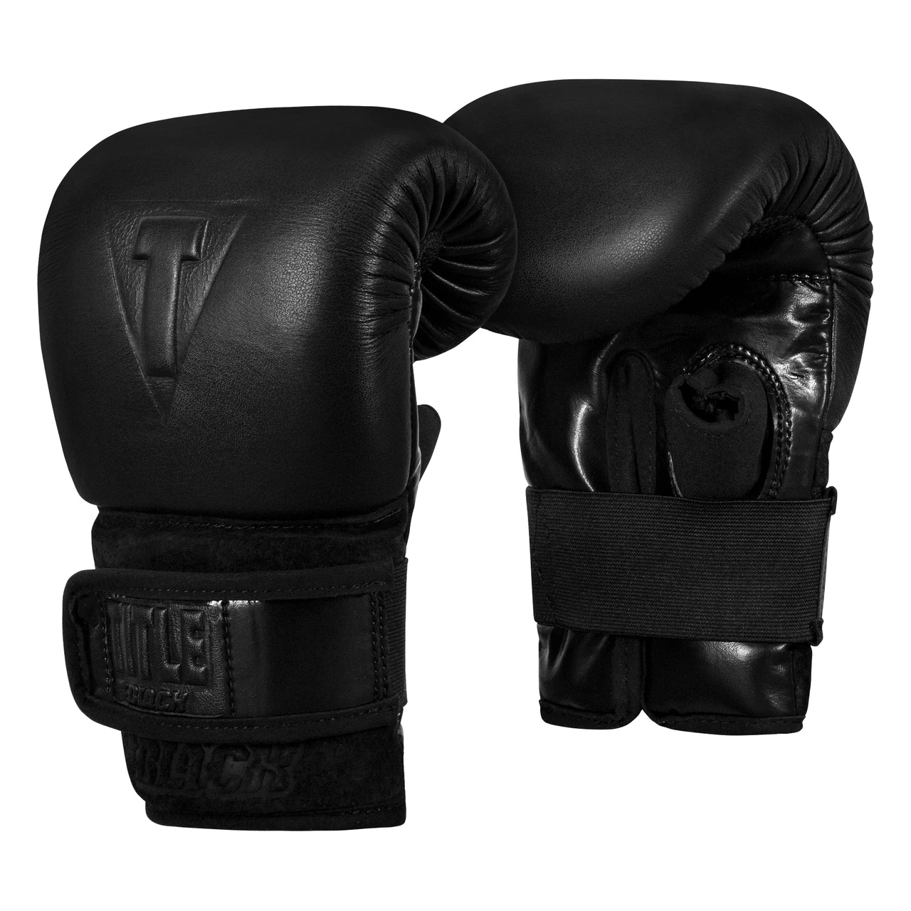 TITLE Black Old School Leather Pro Bag Boxing Gloves