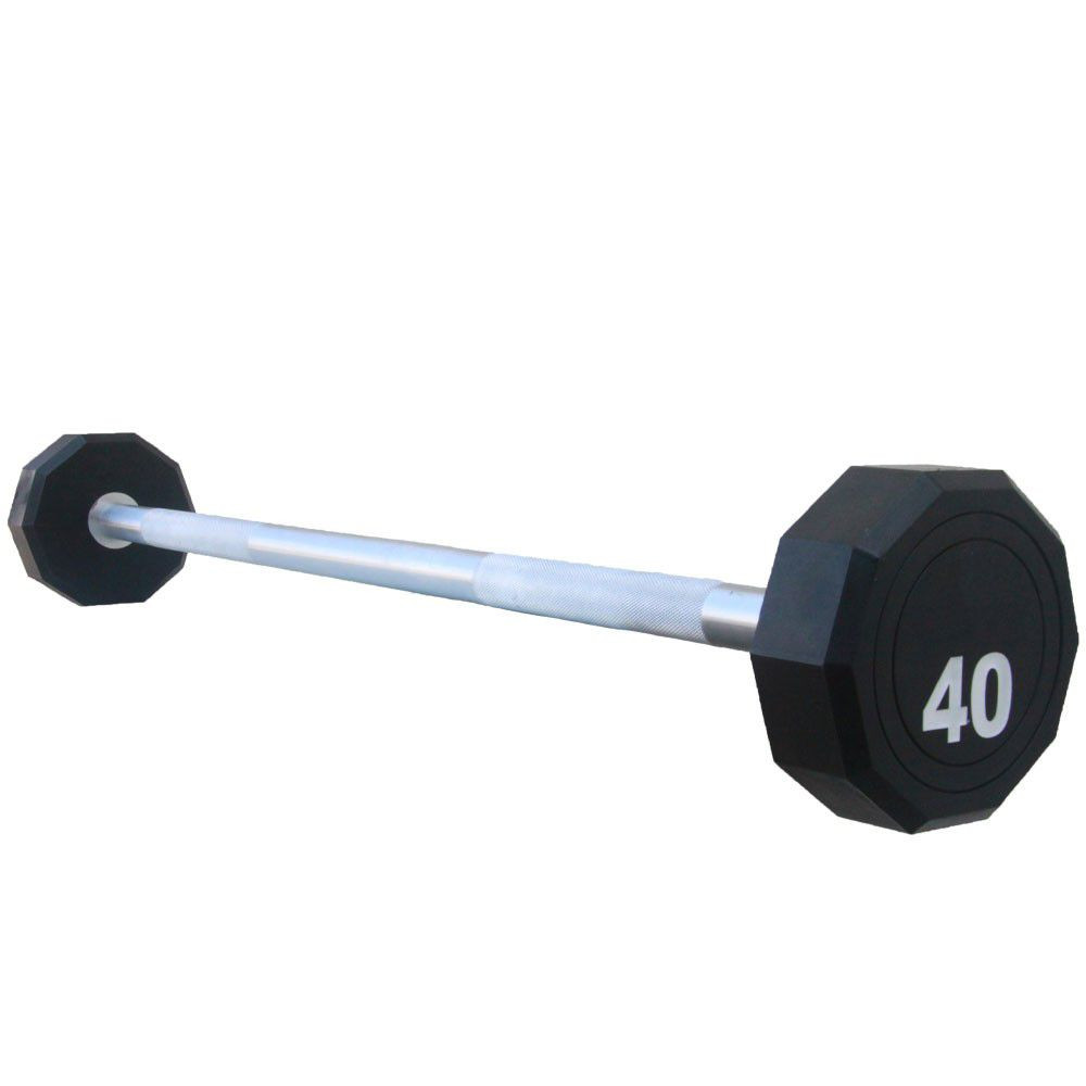 Fitness First 10-Sided Fixed Urethane Encased Straight Barbell 20 - 120 lbs