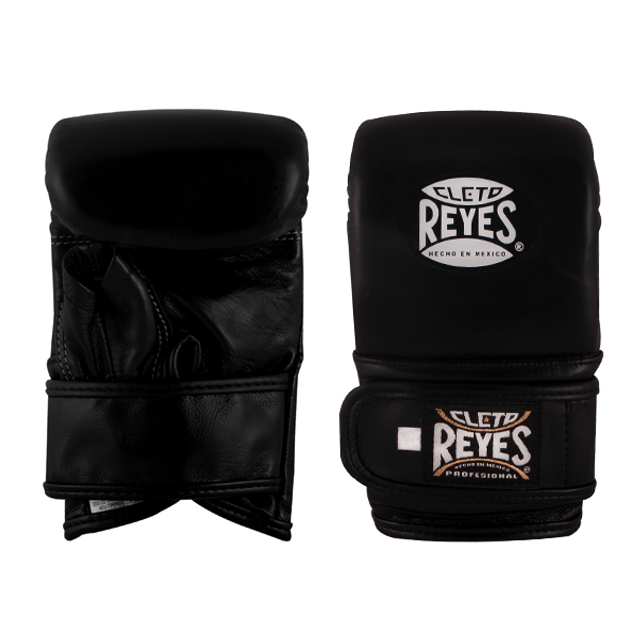 Black Cleto Reyes Leather Boxing Bag Gloves with Hook and Loop Closure 