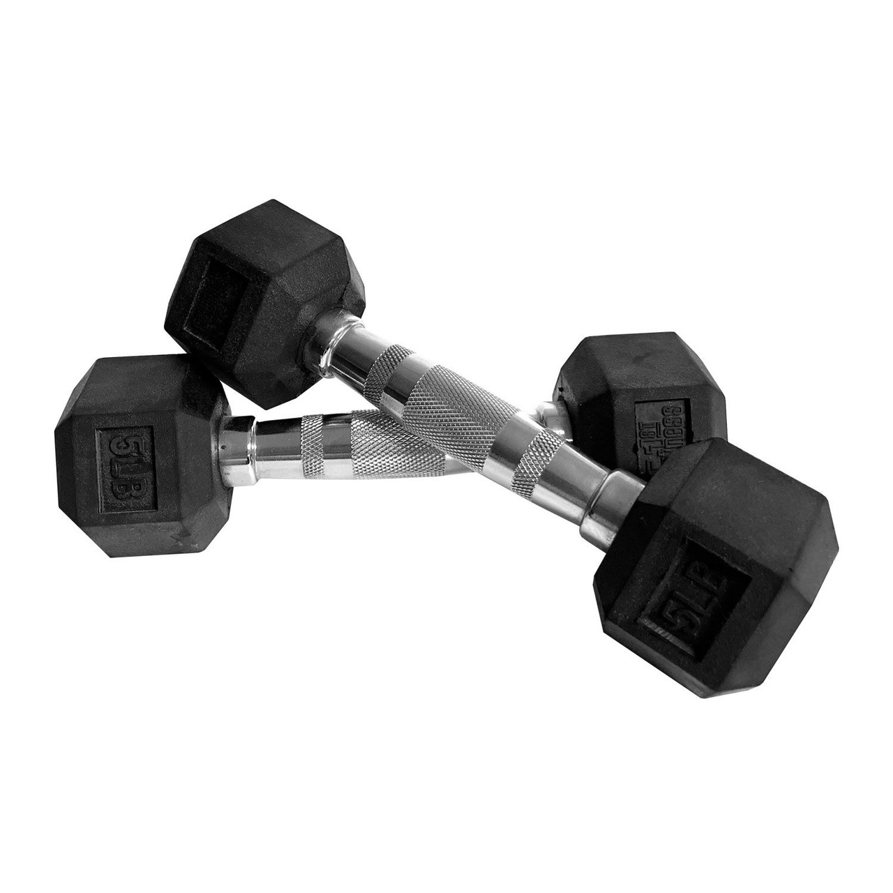 Fitness First Rubber Hex Dumbbell Pairs 5 - 100 lbs