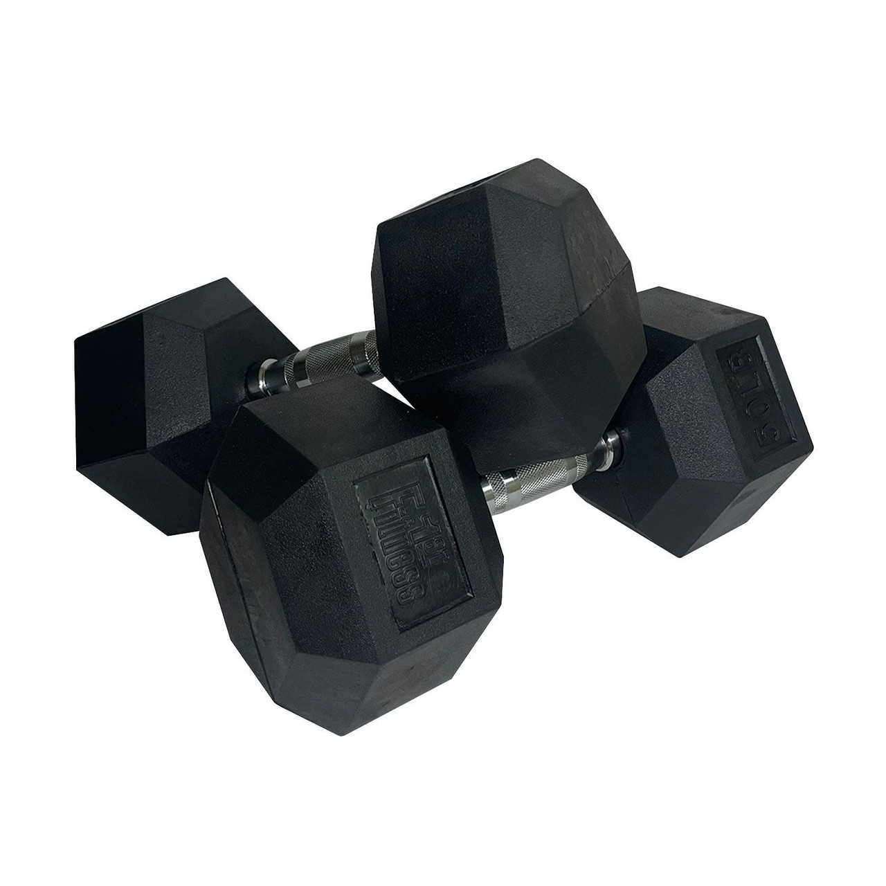 Fitness First Rubber Hex Dumbbell Pairs 5 - 100 lbs