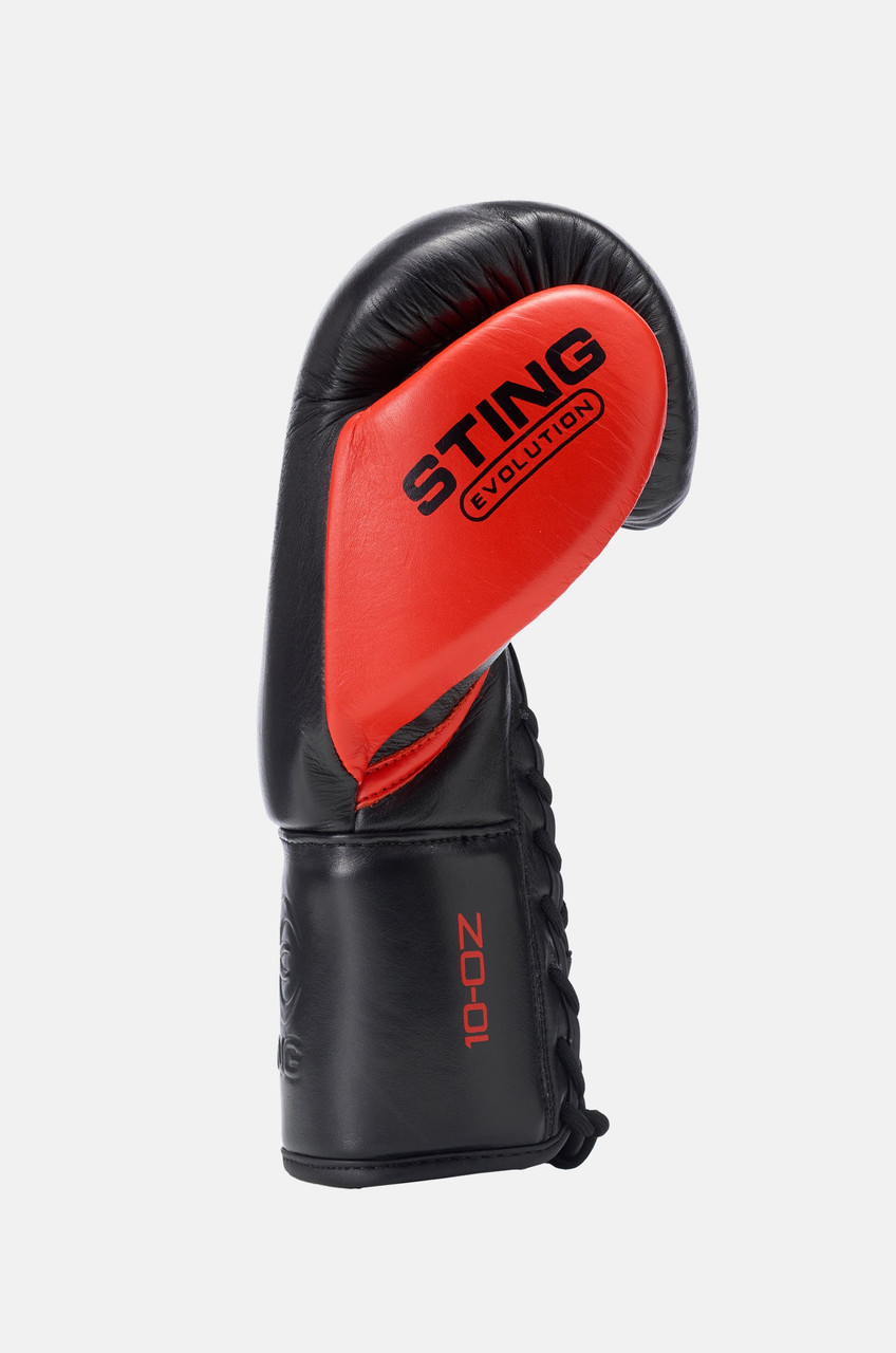 Sting Evolution Lace Up Boxing Gloves - Black/Red