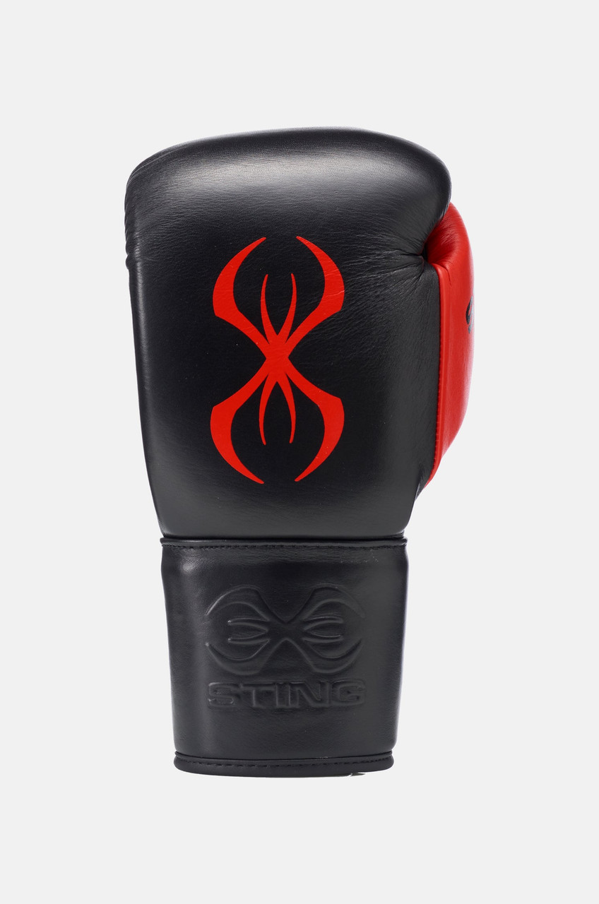 Sting Evolution Lace Up Boxing Gloves - Black/Red