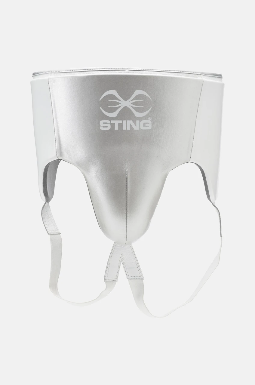 Sting Pro Leather Abdominal Guard - White/Silver