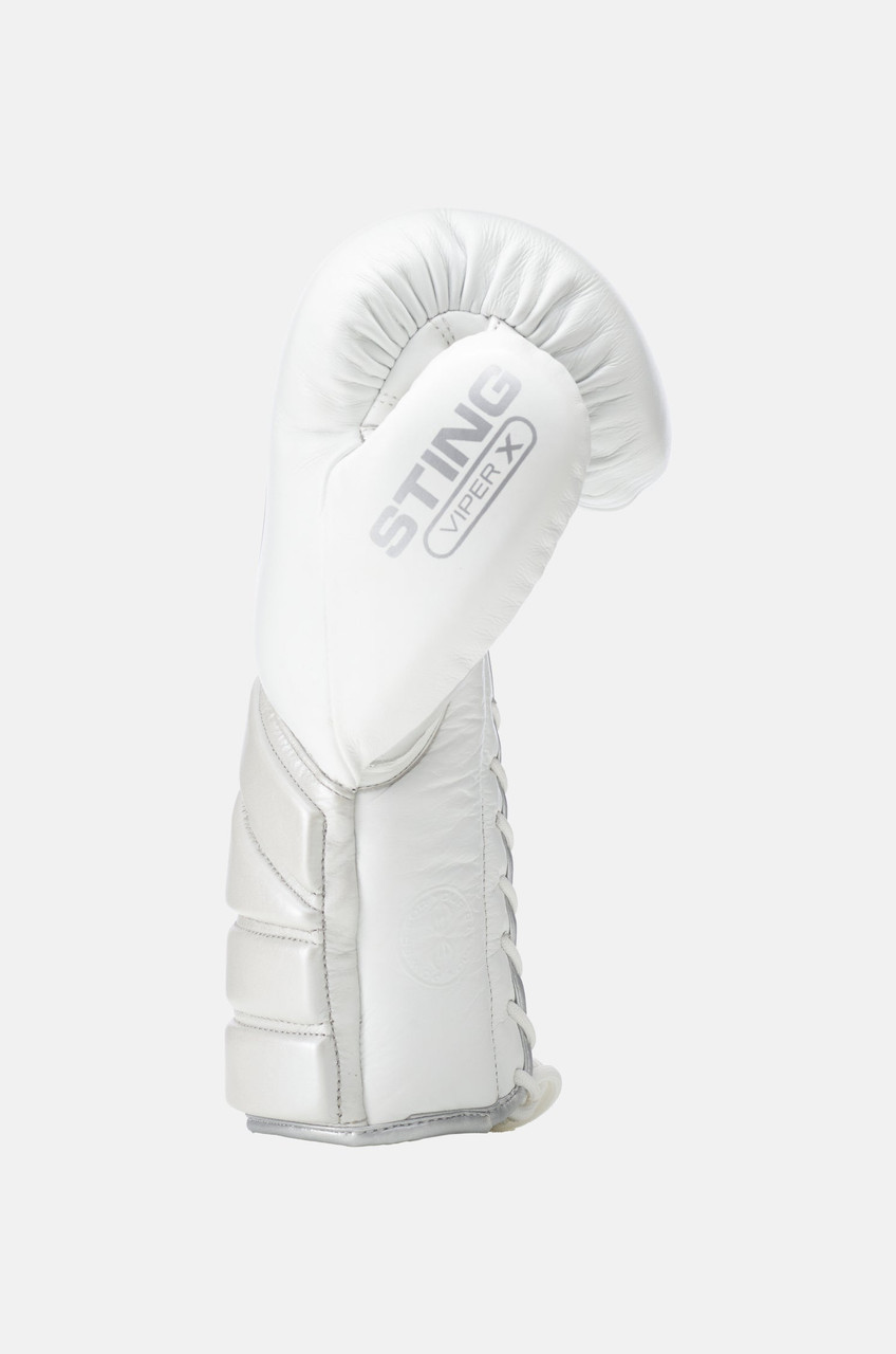Sting Viper X Lace Up Sparring Gloves - White/Silver