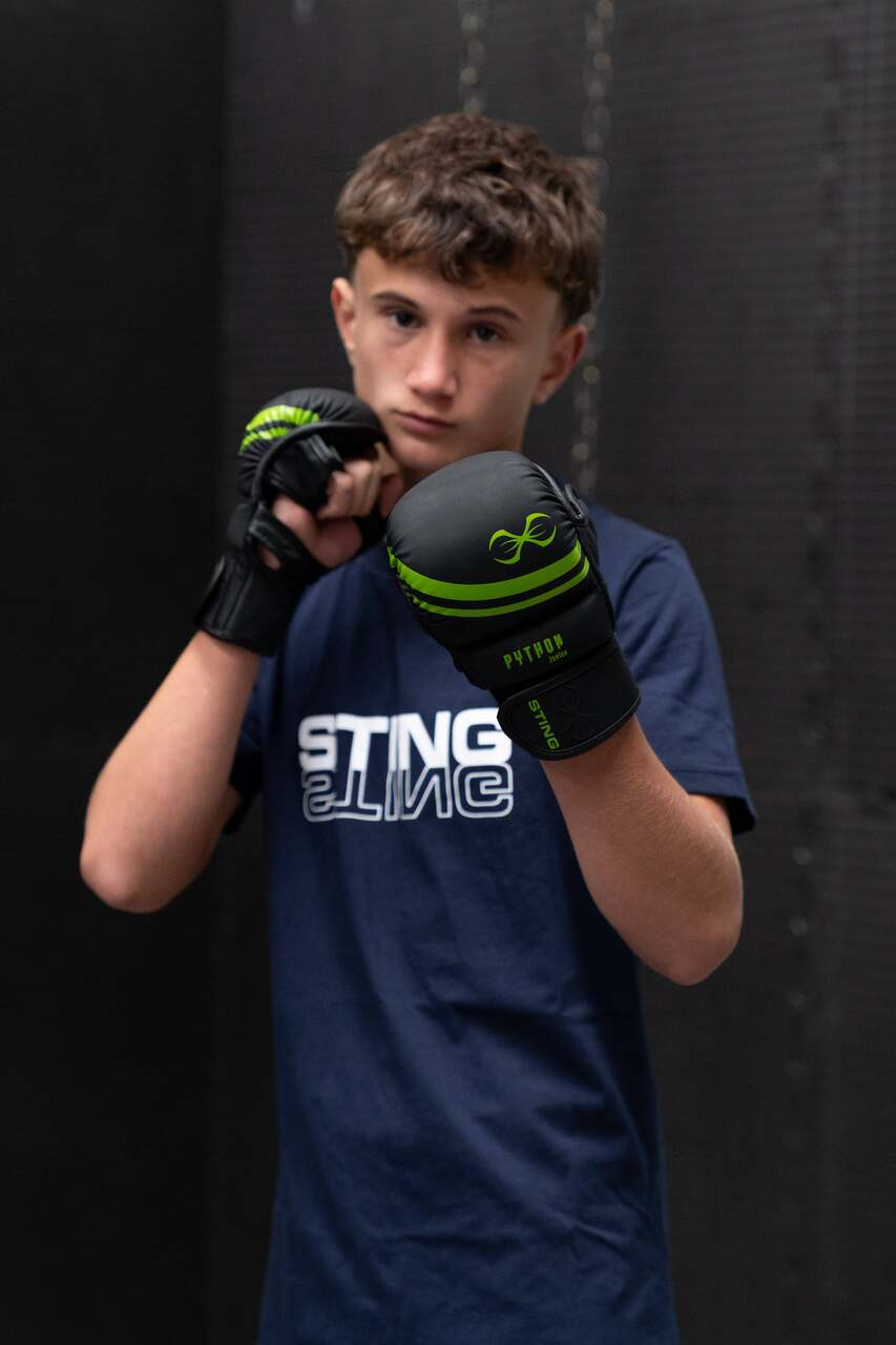 Sting Python Junior MMA Sparring Gloves - Black/Green