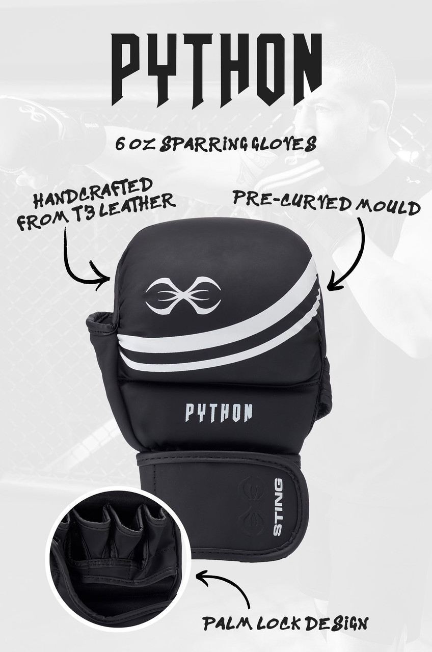 Sting Python MMA Sparring Gloves - Black/White