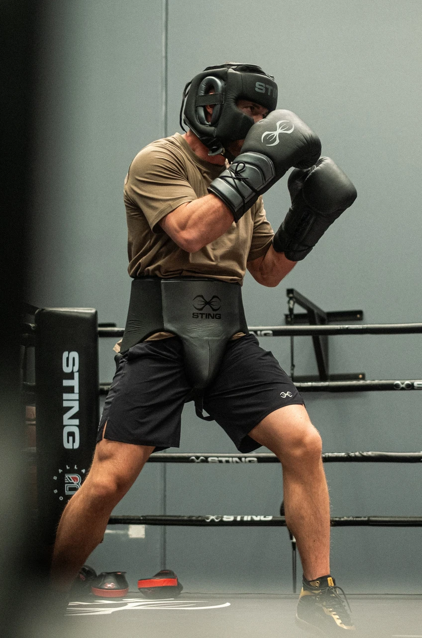 Sting Pro Leather Abdominal Guard - Black/Grey