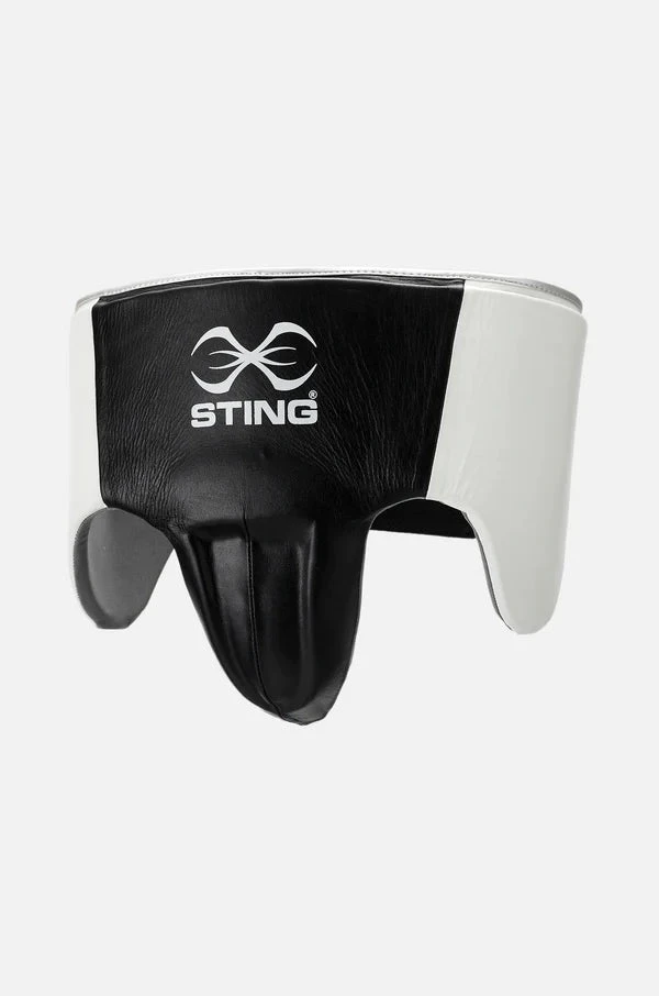 Sting Pro Leather Abdominal Guard - White/Black/Silver