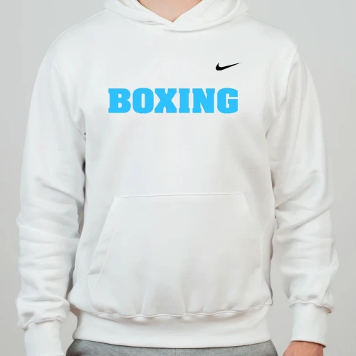 Nike Men's Boxing Club Fleece Hoodie - White/Sky Blue