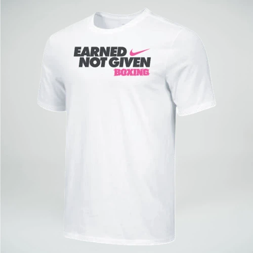 Nike Men's Boxing Earned Not Given Tee - White/Black/Pink