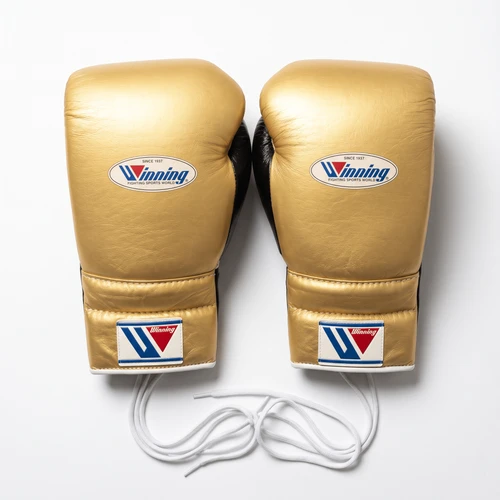 Winning Lace-Up Boxing Gloves - Gold / Black - 16 oz