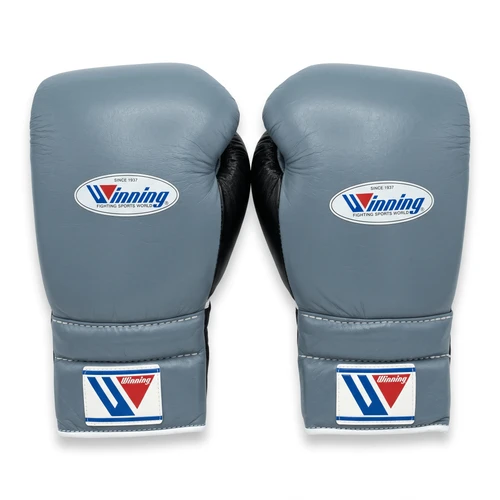 Winning Lace-Up Boxing Gloves - Grey / Black - 16 oz