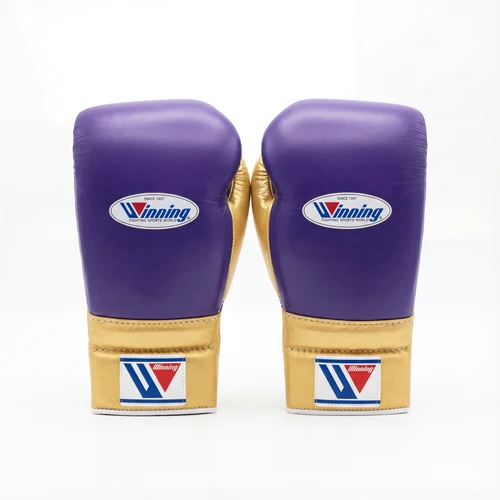 WINNING LACE-UP BOXING GLOVES - PURPLE/GOLD
