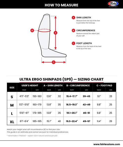 Fairtex SP9 Ultra Ergo Shin Pads | Muay Thai, Kickboxing Shin Guards Made with Syntek Leather