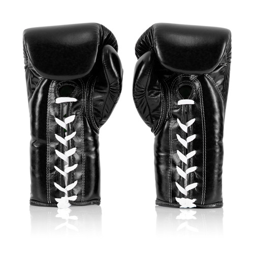 Fairtex BGL6 Pro Leather Laced Competition Gloves - Locked Thumb for Muay Thai and Boxing
