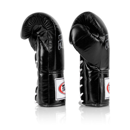 Fairtex BGL6 Pro Leather Laced Competition Gloves - Locked Thumb for Muay Thai and Boxing
