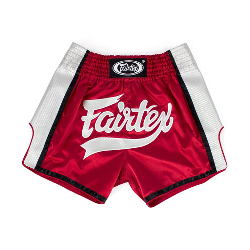 Fairtex BS1704 Red/White Slim Cut Muay Thai Boxing Short