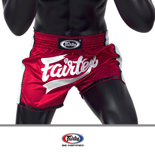 Fairtex BS1704 Red/White Slim Cut Muay Thai Boxing Short