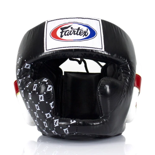 Fairtex HG10 Headgear Head Guard Super Sparring - Black & White