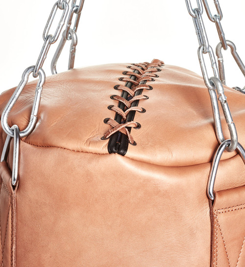 RETRO BOXING DELUXE TAN LEATHER HEAVY PUNCHING BAG (UN-FILLED)