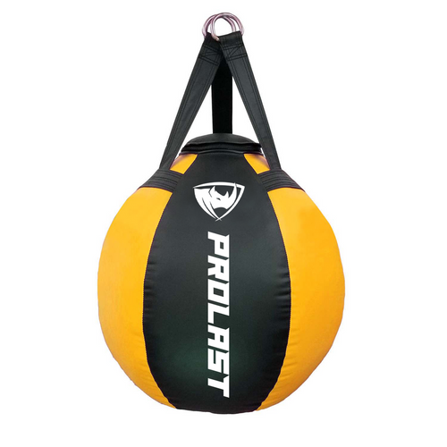 70lb Wrecking Ball Round Heavy Bag Black // Yellow Made in USA