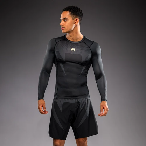 Venum Attack Long Sleeve Rashguard - Black/Gold