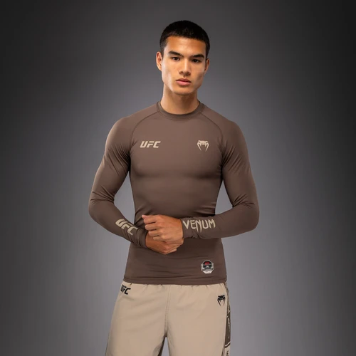 Venum UFC Unity by Venum Authentic Fight Week Men's Performance Long Sleeve Rashguard - Brown