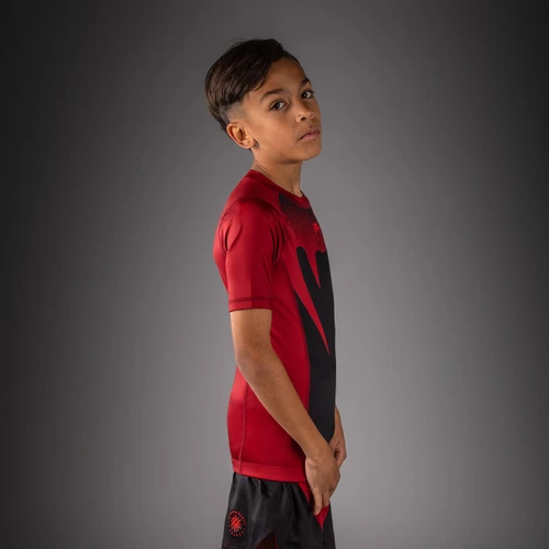 Venum Attack Kids Short Sleeve Rashguard - Black/Red