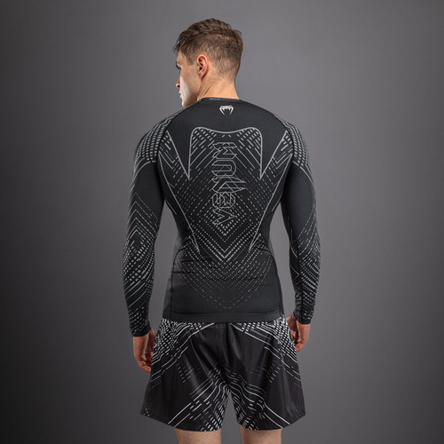 Venum Midnight Fury Long Sleeve Rashguard - Black/Grey/Silver