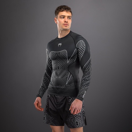 Venum Midnight Fury Long Sleeve Rashguard - Black/Grey/Silver