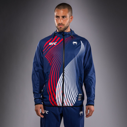 Men's Official UFC Freedom 250 by Venum Blue Authentic Fight Night Walkout Hoodie -Topuria