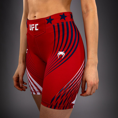 Women's Official UFC Freedom 250 by Venum Red Authentic Long Fit Vale Tudo Short