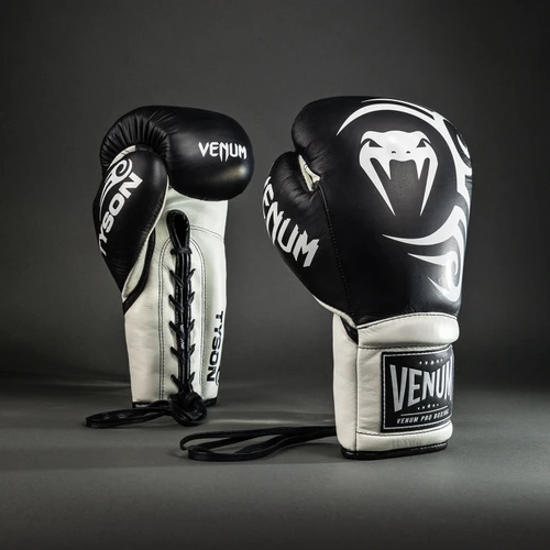 Venum Giant 2.0 Mike Tyson Pro Boxing Gloves with Laces - Deep Black/Optical White