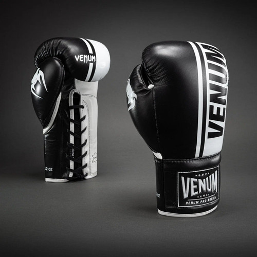 Venum Shield Pro Boxing Gloves with Laces - Black/White