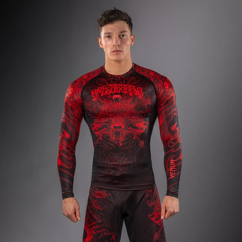 Venum Wolf Atak Long Sleeve Rashguard - Black/Red