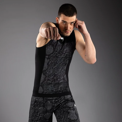 Venum G-Fit Scales Sleeveless Rashguard - Black/ Charcoal Grey