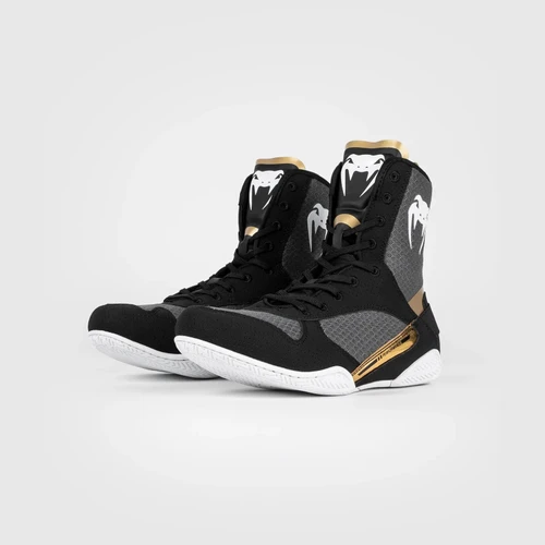 Venum Elite Boxing Shoes - Black/White/Gold