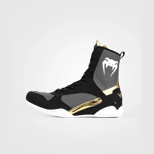 Venum Elite Boxing Shoes - Black/White/Gold
