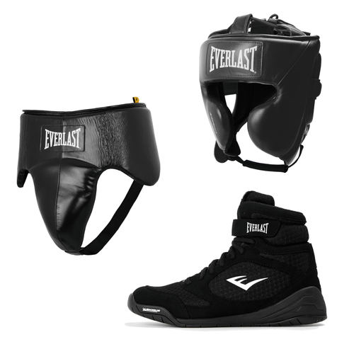 Everlast Elite Pro - Shoe, Groin Guard and Headgear Bundle