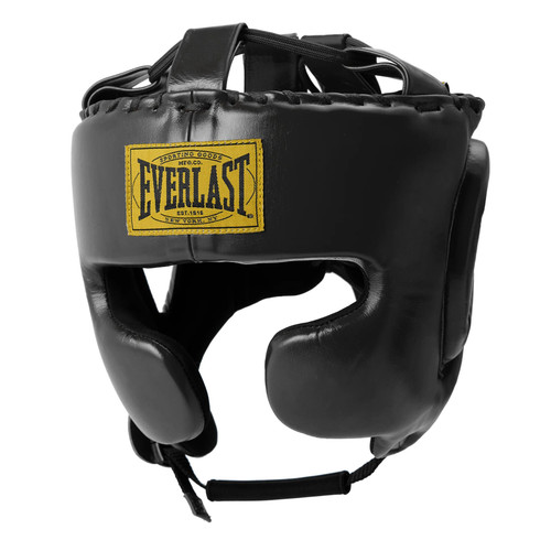 Everlast 1910 Pro Protective Gear - Black Groin Guard and Headgear Bundle