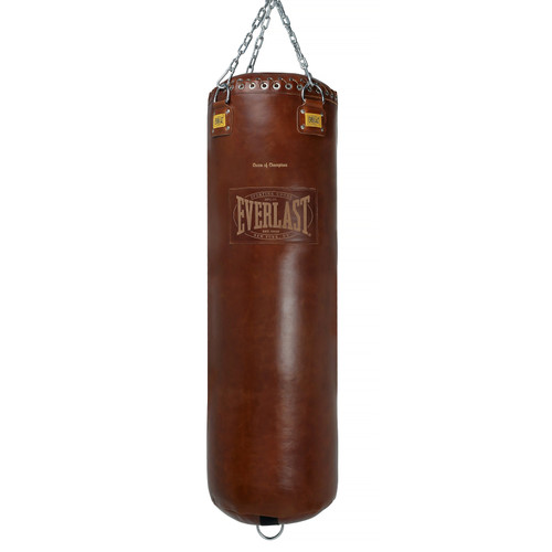 Everlast 1910 Pro 100lb Leather Heavy Punching Bag - Brown