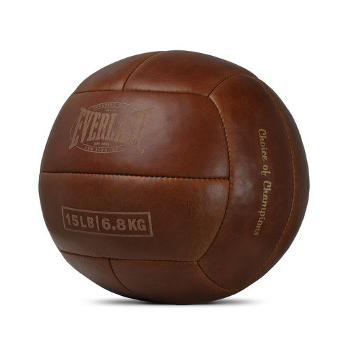 Everlast 1910 Pro Leather Medicine Ball - Brown